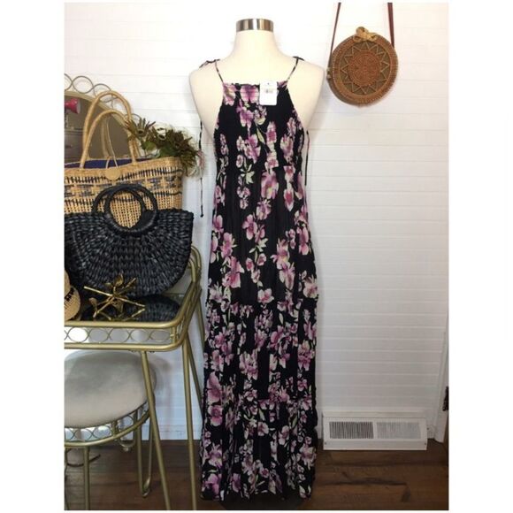 Free People Onyx Garden Party Floral Maxi Dress NWOT Medium - Picture 4 of 6